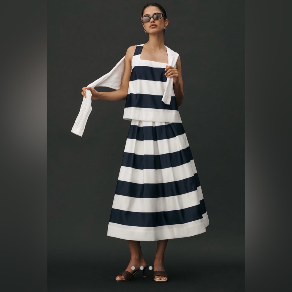 Maeve full striped midi skirt